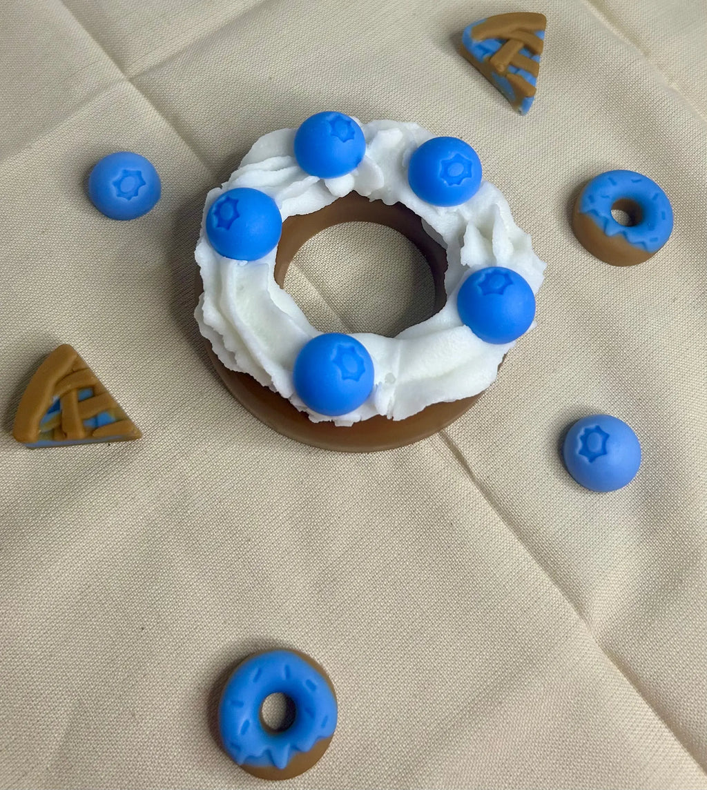 Blueberry Pie Donut Wax Melt: Bakery Scented Dessert Fragrance Pretty Bow Candles